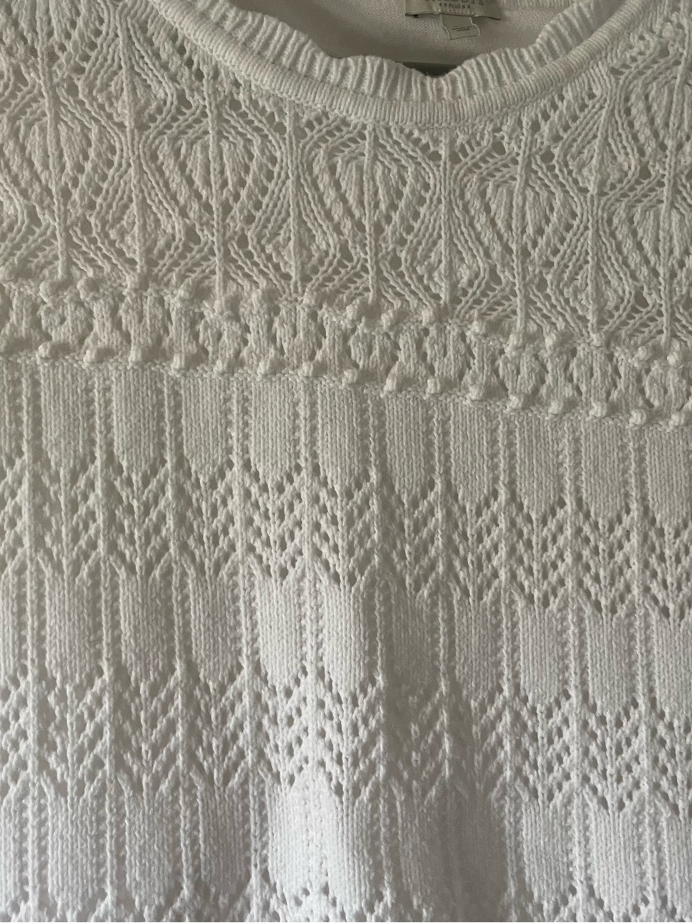 Women's White Crochet Knit Short Sleeve Top Talbots plus 2x - Picture 2 of 6